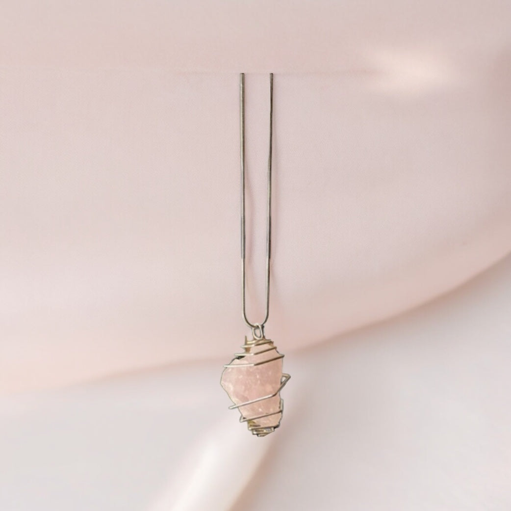 Raw Rose Quartz Necklace