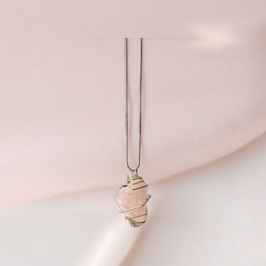 Raw Rose Quartz Necklace