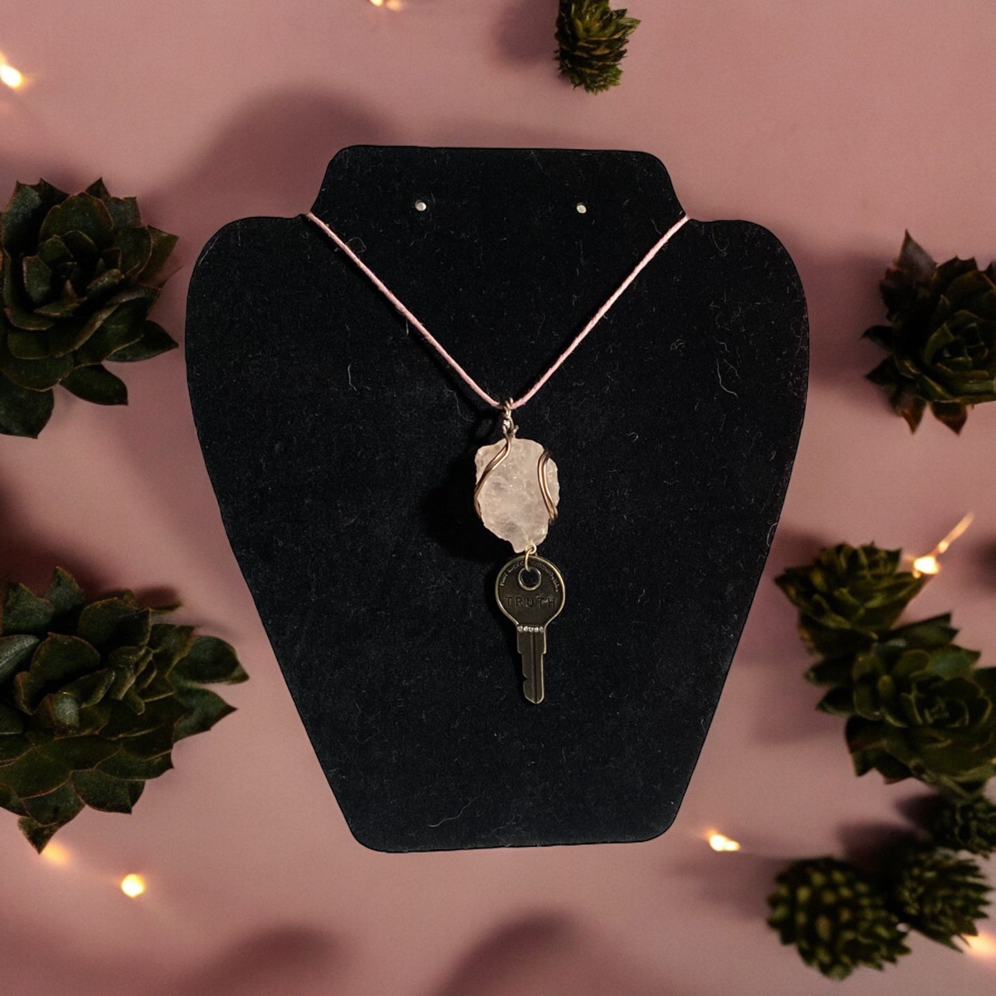 Raw Rose Quartz Necklace